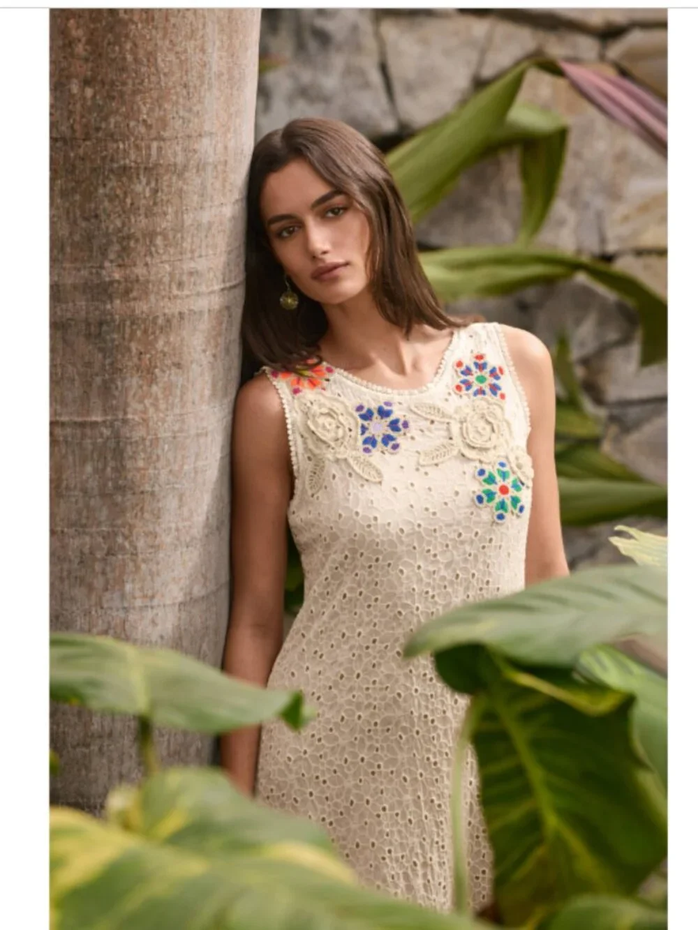 Johnny Was Natural Nydia Applique Tank Dress Slip - Picture 3 of 12